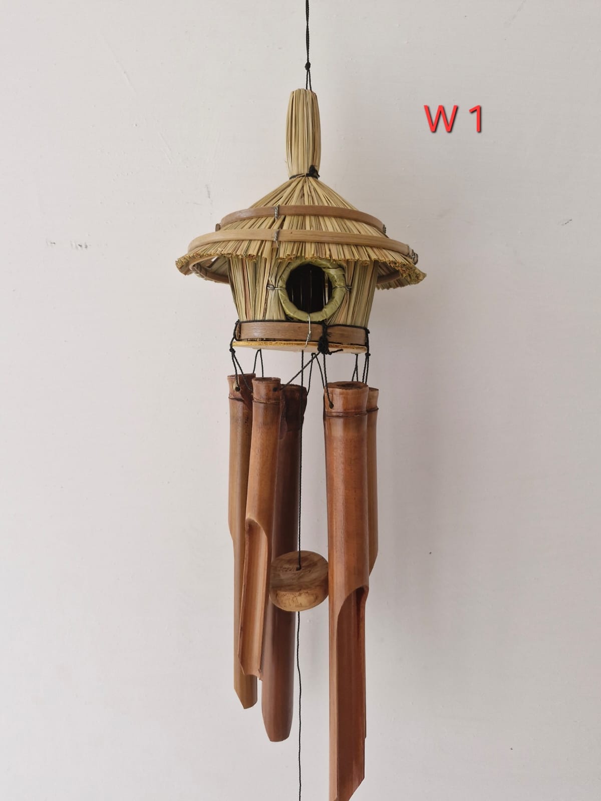 Flat Carved Wooden Fish Wind Chime (30cm)
