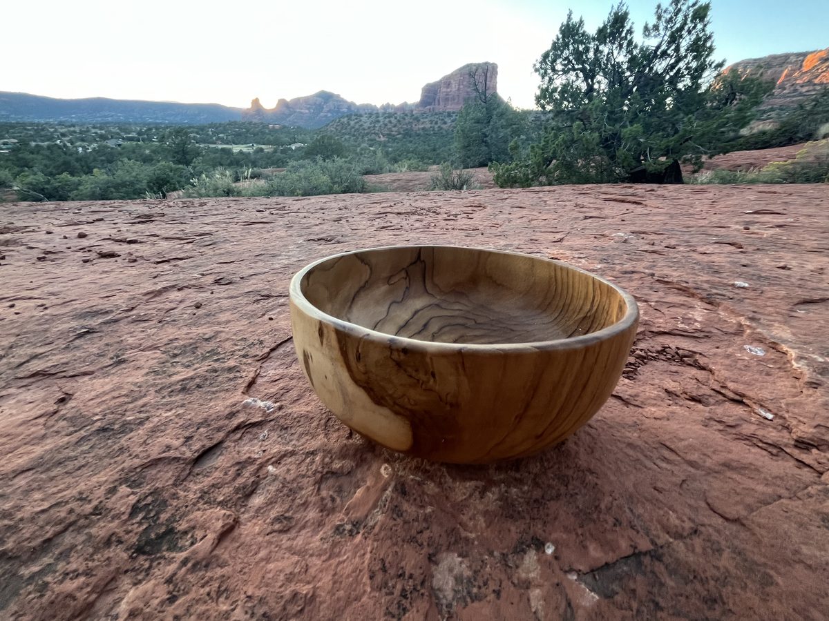 Click to view full-size Handcrafted Natural Edge Teak Serving Bowl photo 2