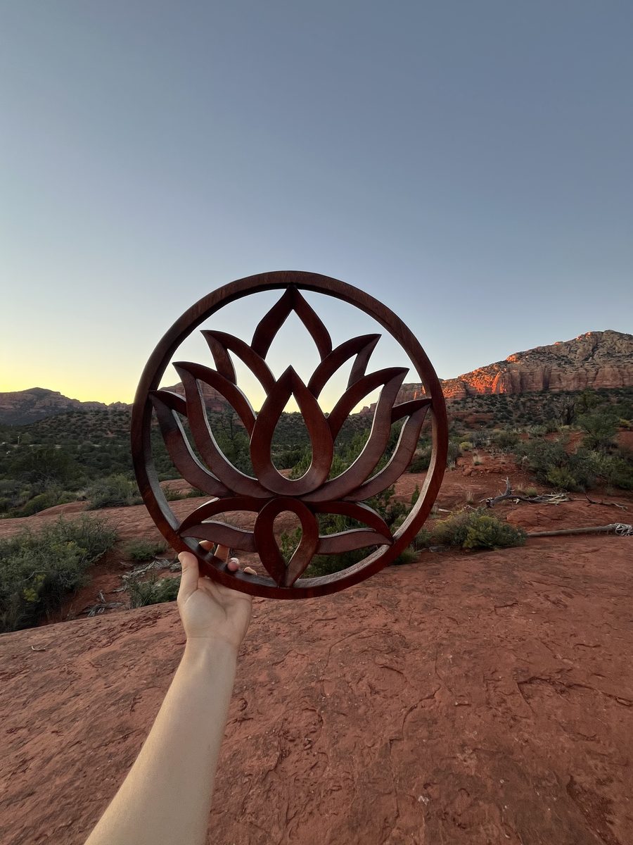 Click to view full-size Hand-Carved Lotus Mandala Wall Medallion photo 2