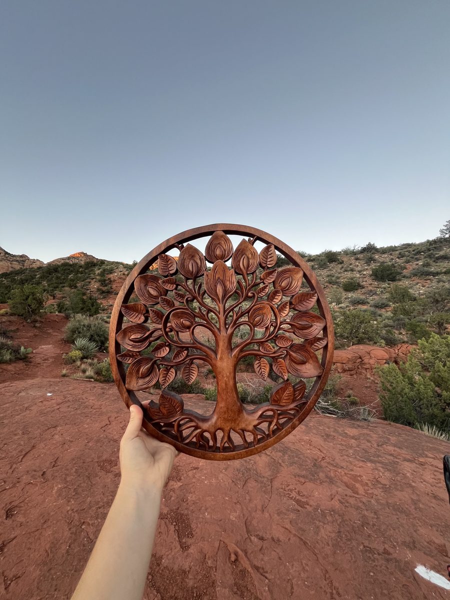 Hand-Carved Teak Tree of Life Wall Medallion